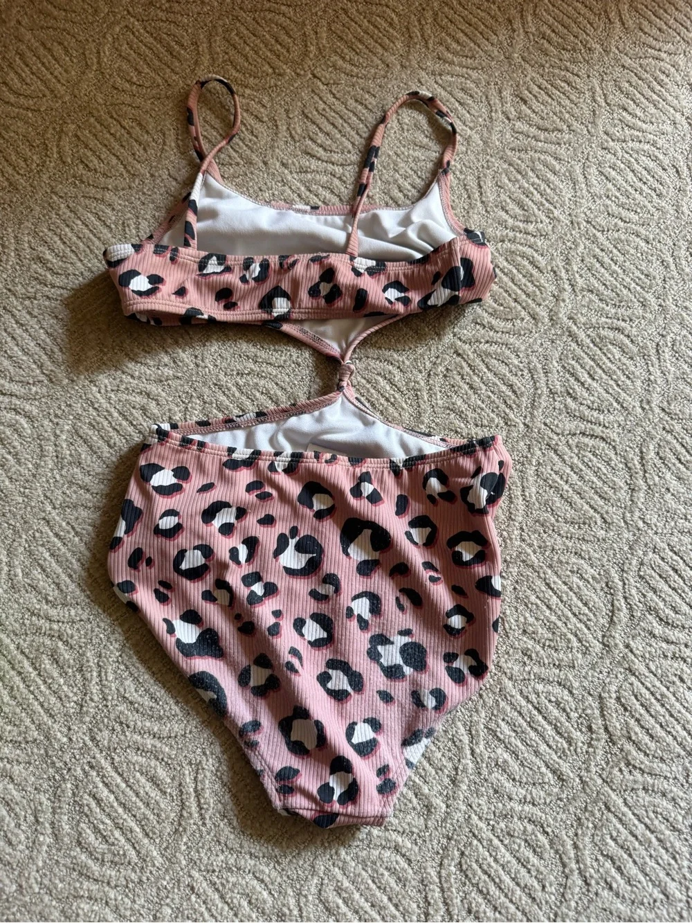 art class Pink Leopard-Print One-Piece Cutout Swimsuit